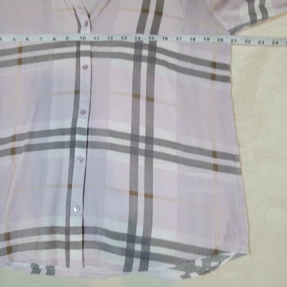 Soft Joie Dane Plaid Blouse in Iris & Porcelain - Size Large - Picture 8 of 10
